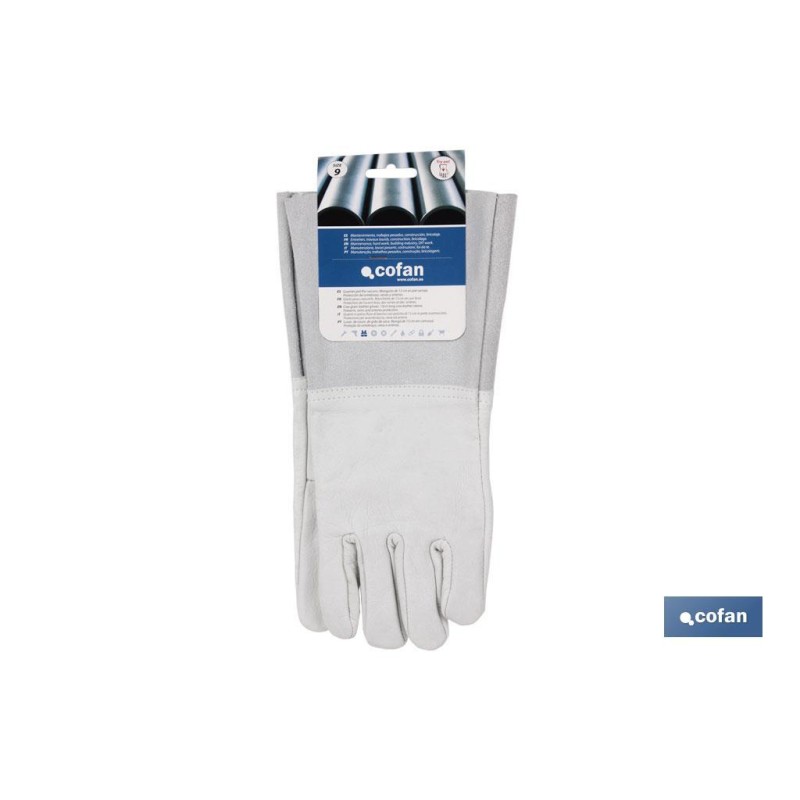 Guantes de vacuno con manguitos de 13 cm | Piel de serraje | Comodidad y protección | Ideales para agricultura y recolección