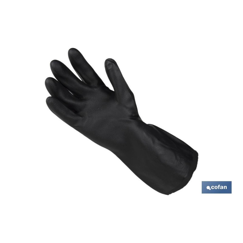 Guantes de neopreno negros | Ideales para el contacto con ácidos y detergentes | Perfectos para metalurgia y mecánica