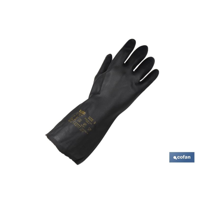 Guantes de neopreno negros | Ideales para el contacto con ácidos y detergentes | Perfectos para metalurgia y mecánica