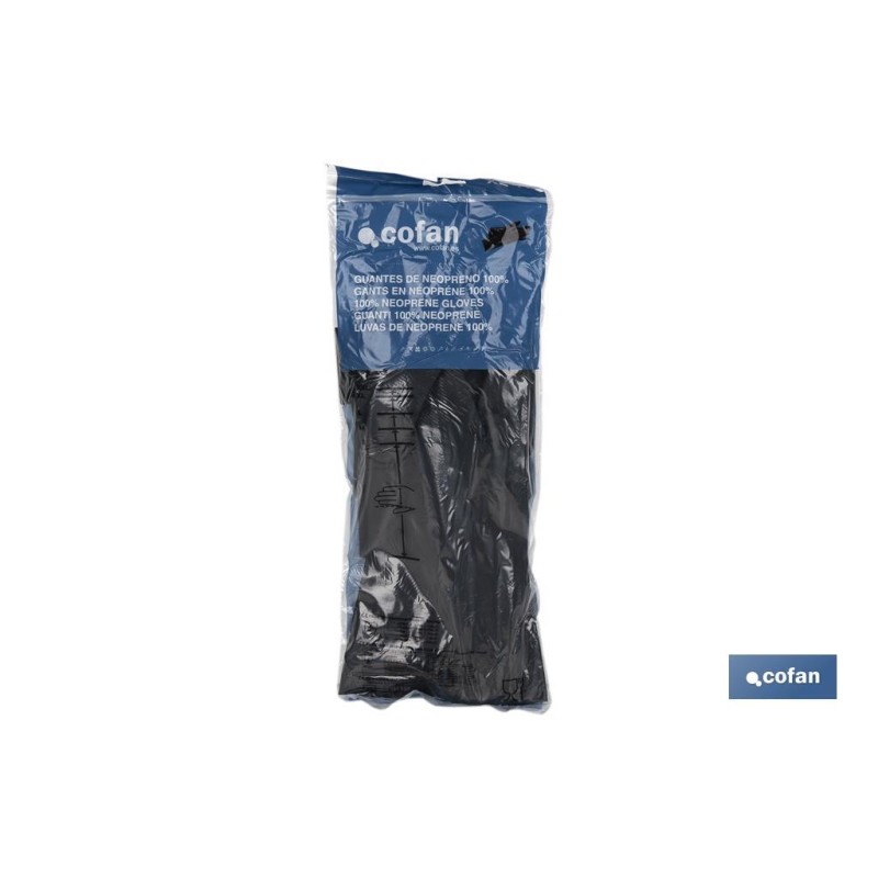 Guantes de neopreno negros | Ideales para el contacto con ácidos y detergentes | Perfectos para metalurgia y mecánica