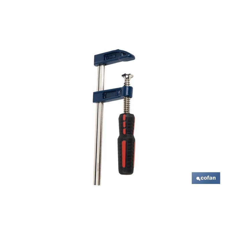 Sargento de sujeción | Tipo F | Medida del ancho interior desde 50 hasta 120 mm | Apertura desde 150 hasta 400 mm