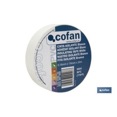 Cinta aislante 180 micras | Color: blanco | Resistente al voltaje, al calor y a diferentes ácidos y alcalinos