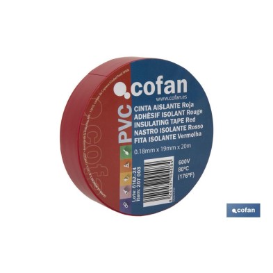 Cinta Aislante 180 Micras | Color rojo | Resistente al voltaje, al calor y a diferentes ácidos y alcalinos