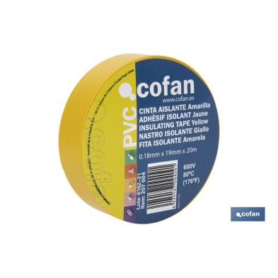 Cinta Aislante 180 Micras | Color amarillo | Resistente al voltaje, al calor y a diferentes ácidos y alcalinos