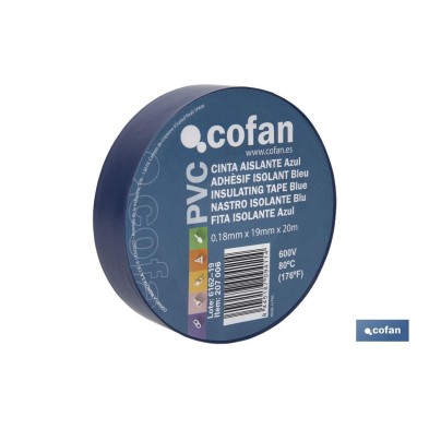 Cinta Aislante 180 Micras | Color azul | Resistente al voltaje, al calor y a diferentes ácidos y alcalinos
