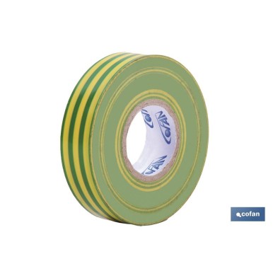 Cinta Aislante 180 Micras | Color amarillo/verde | Resistente al voltaje, al calor y a diferentes ácidos y alcalinos