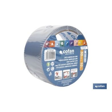 Cinta Americana | Color gris | Reforzada con malla de fibra | Varias medidas de longitud