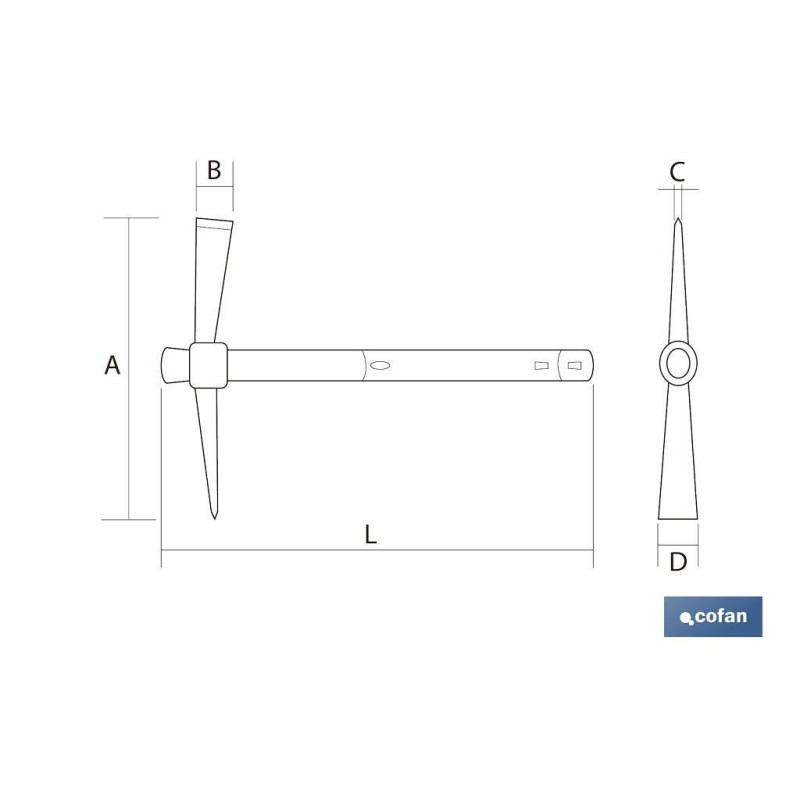 Pico de cavar o piqueta | Mango fabricado en fibra de vidrio | Peso: 500 g