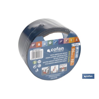 Cinta Americana | Color negro | Reforzada con malla de fibra 190 micras | Varias medidas de longitud