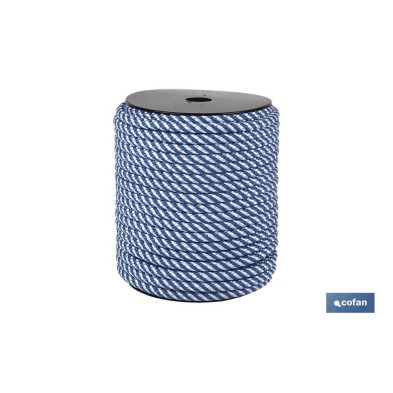 Cuerda Trenzada Helicoidal Blanco/Azul (100% polipropileno)