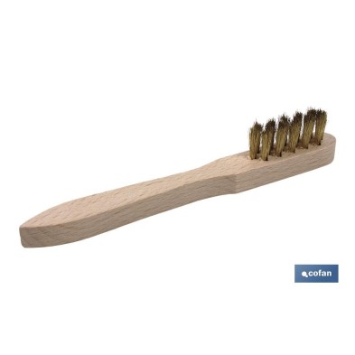 Cepillo de alambre latonado para bujías| 3 filas de alambre | Longitud 150 mm