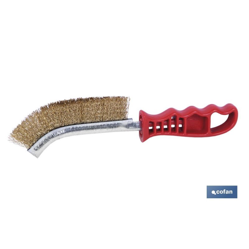 Cepillo Universal de acero latonado | Mango ergonómico rojo | Longitud 240 mm