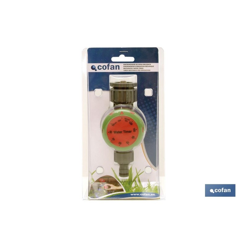 Sincronizador de riego mecánico | Incluye programador de 120 minutos | Apto para jardín | Material de polipropileno
