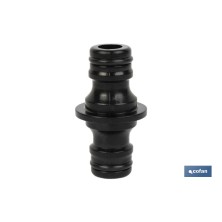 Conector doble para mangueras de jardín | Rosca macho para empalmes | Polietileno | Rápido de instalar