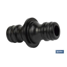 Conector doble para mangueras de jardín | Rosca macho para empalmes | Polietileno | Rápido de instalar