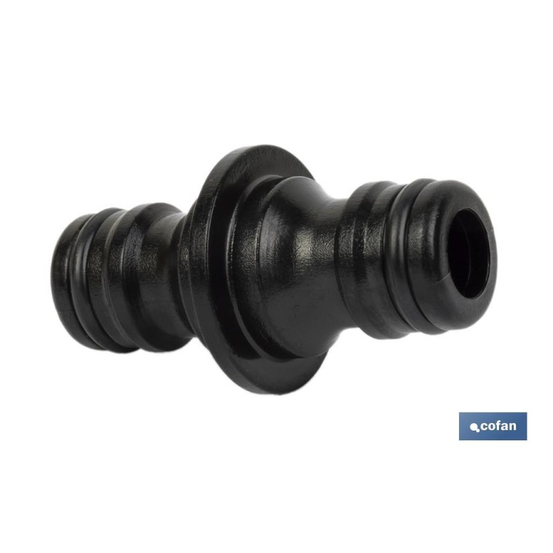 Conector doble para mangueras de jardín | Rosca macho para empalmes | Polietileno | Rápido de instalar