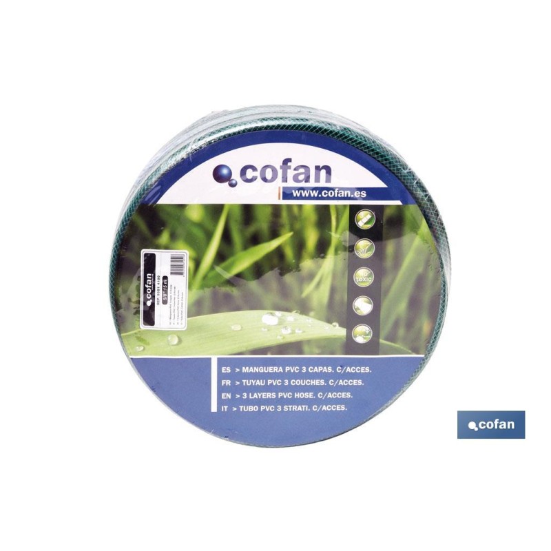 Manguera de 3 capas | Fabricado en PVC de color verde | Con medida Ø 15 mm | Longitud en 15 y 20 metros