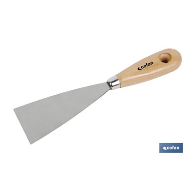 Espátula con mango en madera | Varias medidas | Hoja fabricada en acero inoxidable | Herramienta muy práctica