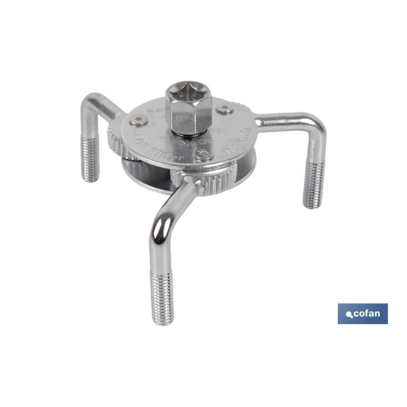 Llave de filtros autorregulable | Con tres patas | Para medidas de diámetro desde 65 mm hasta 110 mm