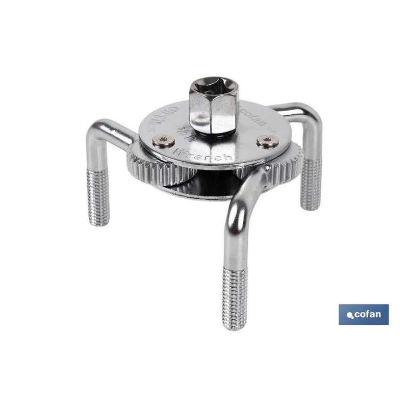 Llave de filtros autorregulable | Con tres patas | Para medidas de diámetro desde 65 mm hasta 110 mm