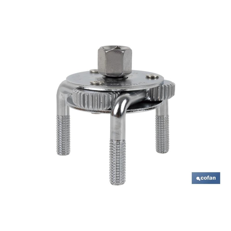Llave de filtros autorregulable | Con tres patas | Para medidas de diámetro desde 65 mm hasta 110 mm