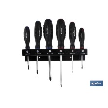 Caja de 3 destornilladores planos y 3 destornilladores Phillips | Modelo Comfort plus