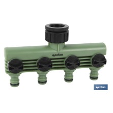 Colector de riego | Con 4 salidas ajustables para mangueras de Jardín | Con adaptador de grifo