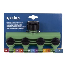 Colector de riego | Con 4 salidas ajustables para mangueras de Jardín | Con adaptador de grifo