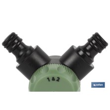 Colector de riego | Con 2 salidas para mangueras de jardín | Con adaptador de grifo | Cabeza de 3/4 - 1