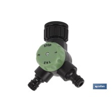 Colector de riego | Con 2 salidas para mangueras de jardín | Con adaptador de grifo | Cabeza de 3/4 - 1