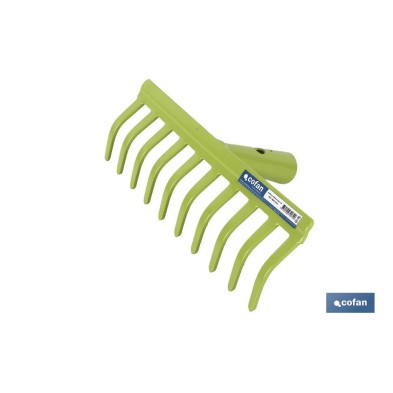 Rastrillo para jardín | Metálico | Para mango de madera | Idea para jardinería y agricultura