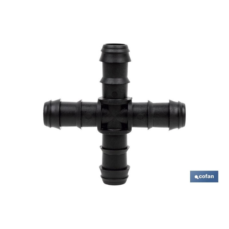 Conexión en cruz para riego por goteo | Uso recomendado para Jardinería y Agricultura