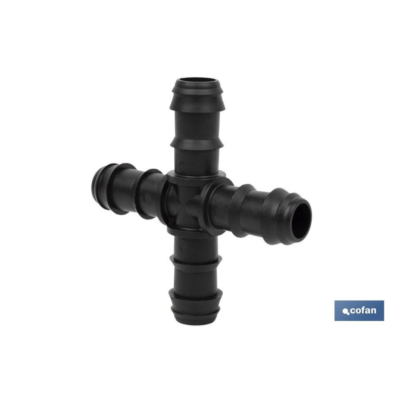 Conexión en cruz para riego por goteo | Uso recomendado para Jardinería y Agricultura