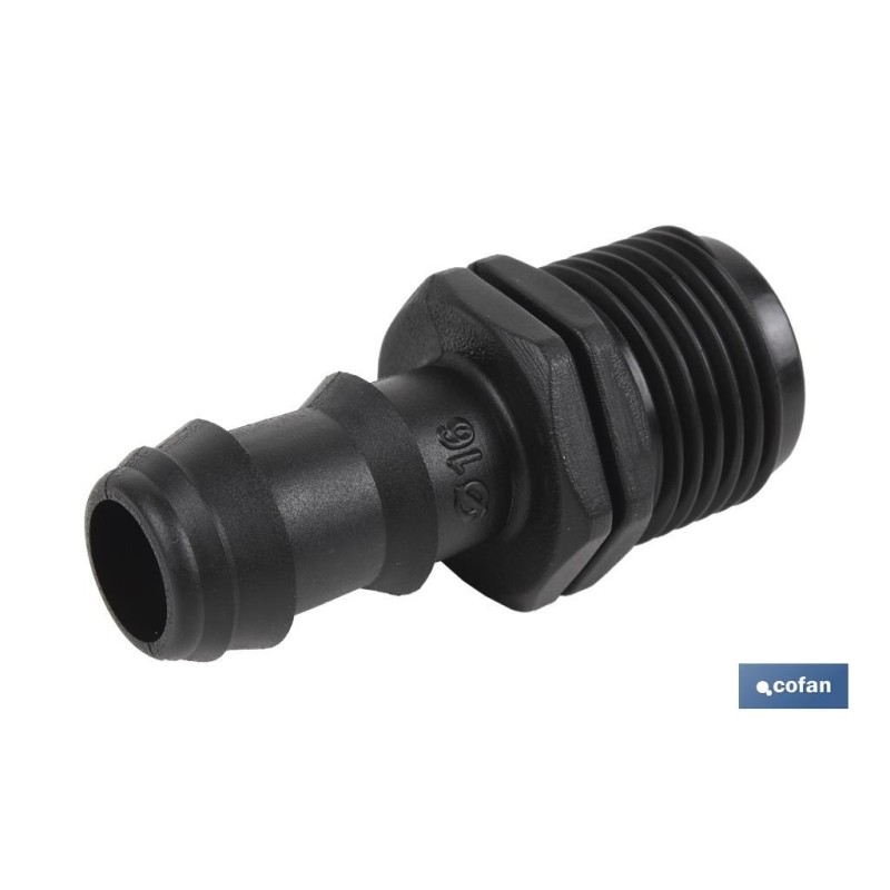 Conector de enlace mixto para riego por goteo o aspersión de rosca 3/4'' | Imprescindible para instalación de riego por goteo
