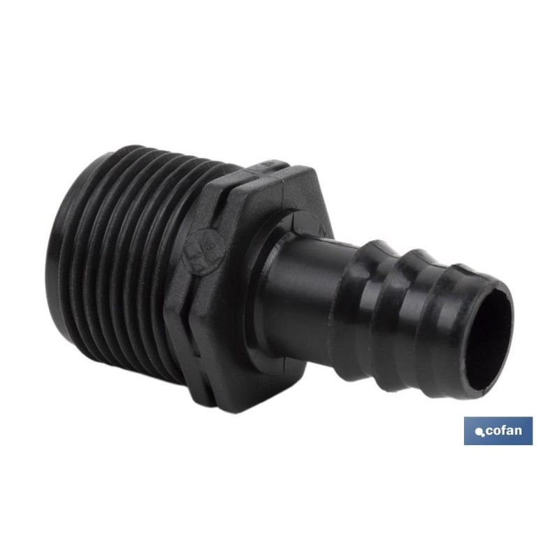Conector de enlace mixto para riego por goteo o aspersión de rosca 3/4'' | Imprescindible para instalación de riego por goteo