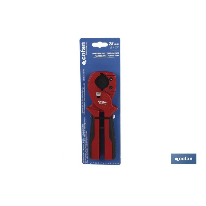 Tijera corta mangueras | Medidas: 28 mm (1 1/8) | Para tubos de PVC, mangueras y tuberías