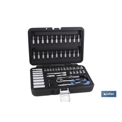 Maletín 57 pcs Profesional vasos y puntas 1/4.