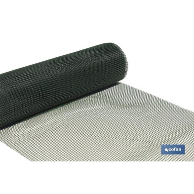 Malla de PVC | Hueco cuadrado de 10 mm | Color verde | Medida 1 x 25 m