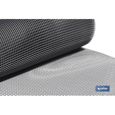 Malla d ePVC | Hueco cuadrado de 10 mm | Color gris plata | Medida 1 x 25 m