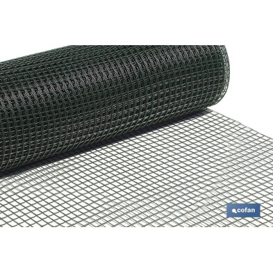 Malla de PVC | Hueco cuadrado de 20 mm | Color verde | Medida 1 x 25 m