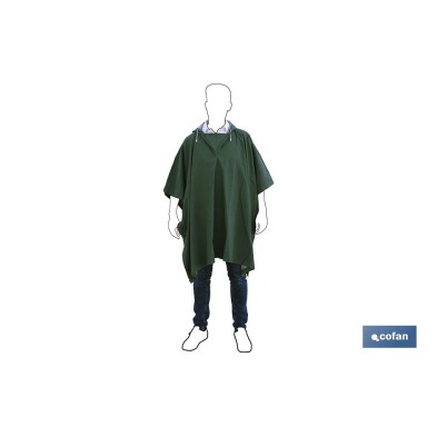 Poncho de Agua | Color Verde | Fabricado en PVC/Poliéster | Talla Única | Poncho Antilluvia