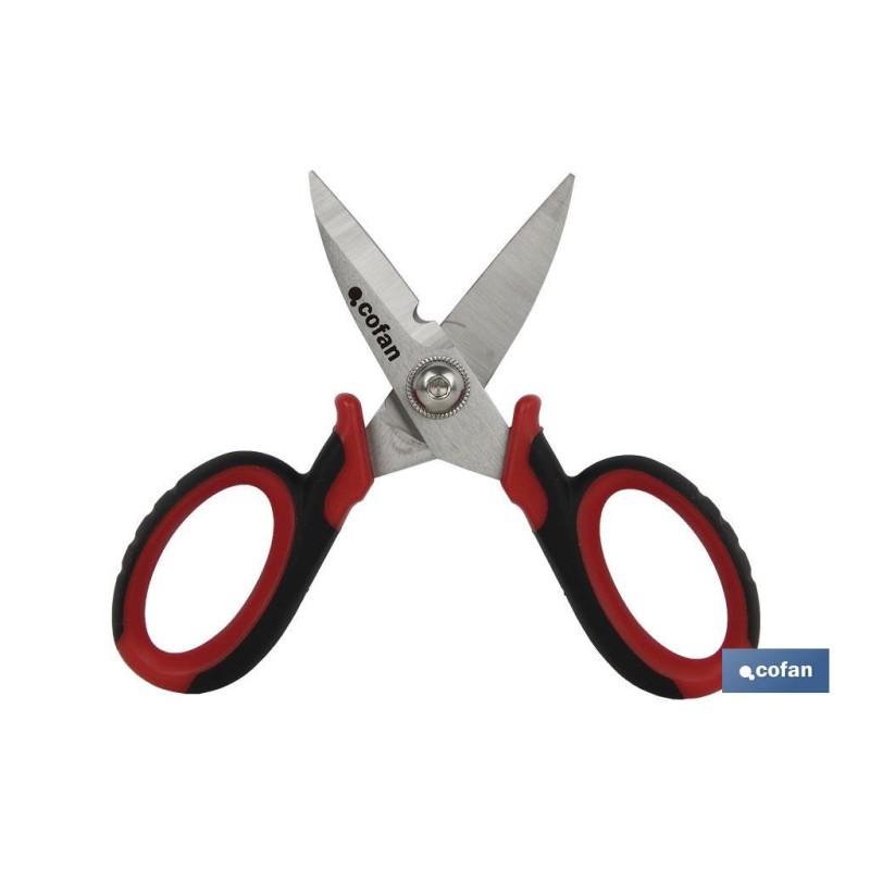 Tijeras de electricista profesional | Con longitud 150 mm  | Con hueco especial para pelar y cortar cable