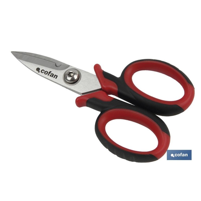 Tijeras de electricista profesional | Con longitud 150 mm  | Con hueco especial para pelar y cortar cable