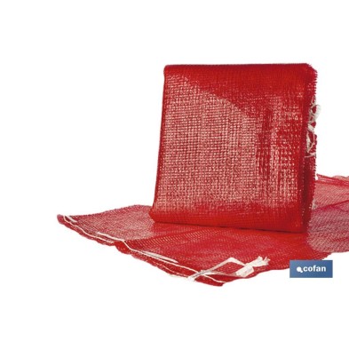 Pack 10 sacos | Color rojo y naranja | De polymesh | Con pasador | Medidas 55 x 83 cm