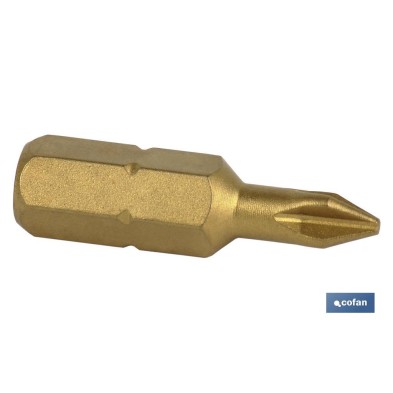 Puntas titanio Phillips de atornillar en 1/4' | Con huellas desde PH 1, PH 2 y PH 3 | Versiones de 25 y 50 mm de longitud