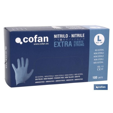 Caja de 100 unidades de guantes de nitrilo | Colocación ambidiestra | Sin polvo | Extrafuertes y resistentes