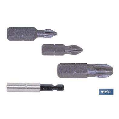 Kit de puntas de atornillar y adaptador | Contenido 3 puntas Phillips y un adaptador | Modelo 1/4 PH