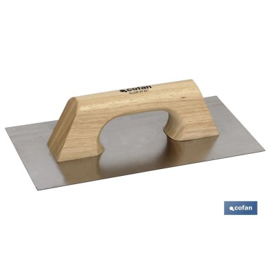 Llana lisa sin tornillos en acero Inoxidable | Mango de madera | Medidas 300 X 150 X0,6