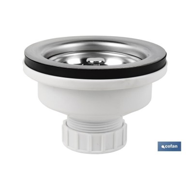 Válvula para fregadero | Fabricada en Polipropileno | Medidas: 1 1/2 x 115 | Con Cesta de Rejilla de Acero Inox.