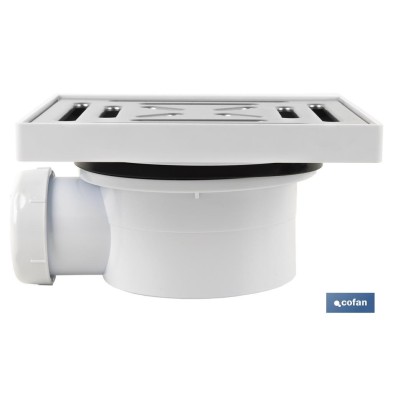 Sumidero con Válvula Sifónica | Para Plato de Ducha de Obra | Medidas: 146 x 146 mm | Salida de Ø40 mm